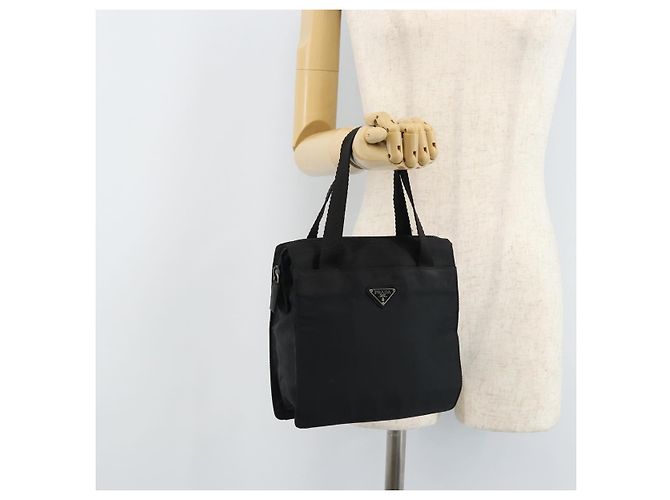 PRADA Borsa a mano in nylon nero argento Auth BSZ146 - vista 24