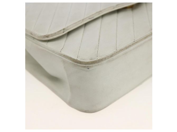 CHANEL Borsa a Spalla Matelassé in Pelle di Agnello Bianco Oro CC Auth BA11362A D'oro - vista 11
