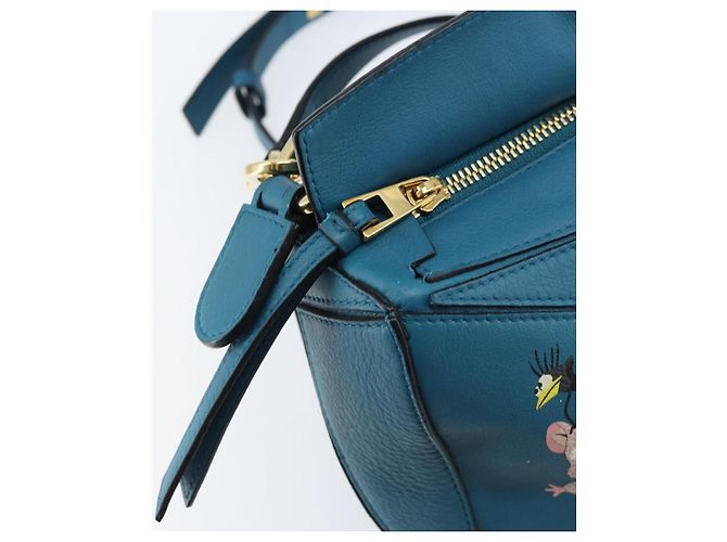 LOEWE - Borsa Puzzle Studio Ghibli Borsa a Mano Pelle 2way Blu Oro Auth ka3244SM D'oro - vista 21