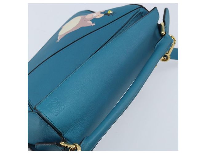 LOEWE - Borsa Puzzle Studio Ghibli Borsa a Mano Pelle 2way Blu Oro Auth ka3244SM D'oro - vista 6