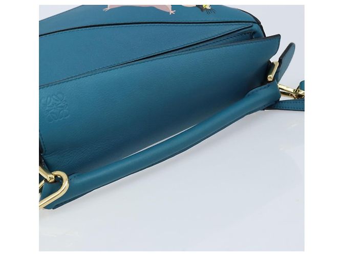LOEWE - Borsa Puzzle Studio Ghibli Borsa a Mano Pelle 2way Blu Oro Auth ka3244SM D'oro - vista 7