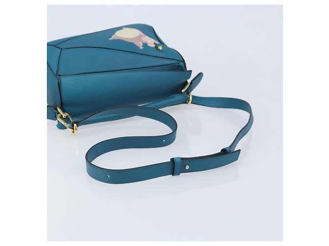 LOEWE - Borsa Puzzle Studio Ghibli Borsa a Mano Pelle 2way Blu Oro Auth ka3244SM D'oro - vista 8