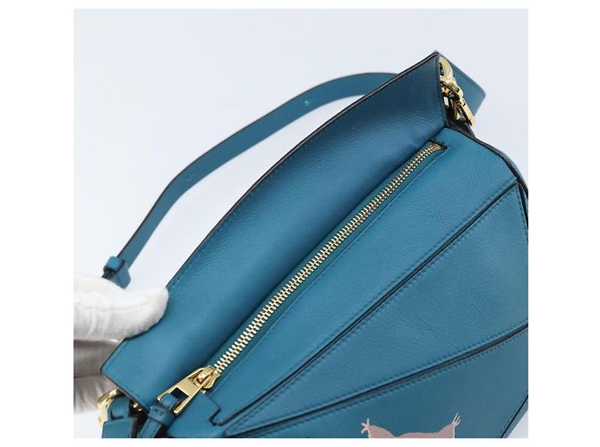LOEWE - Borsa Puzzle Studio Ghibli Borsa a Mano Pelle 2way Blu Oro Auth ka3244SM D'oro - vista 9