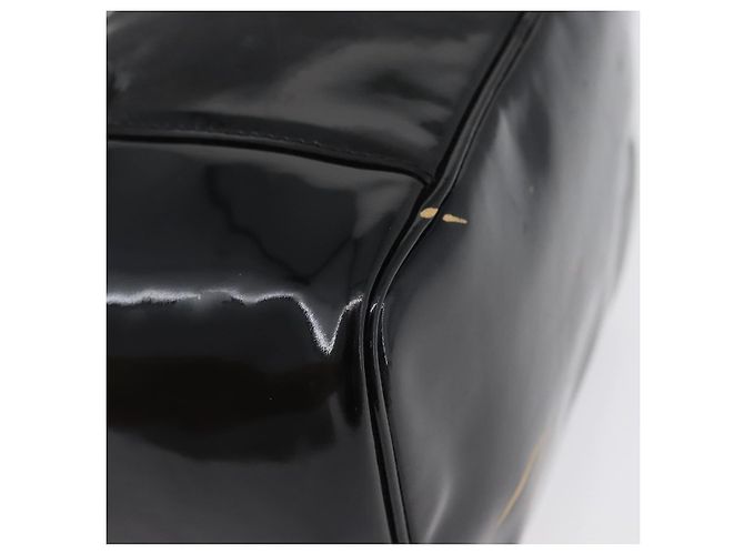 CHANEL COCO Marca Borsa Vanity in Pelle Lucida 2in1 Nera Oro CC Auth ARZ446 Nero D'oro - vista 13