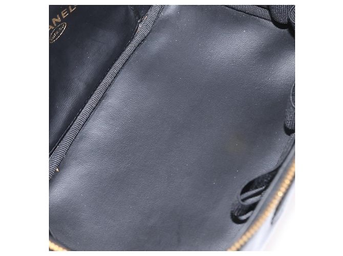 CHANEL COCO Marca Borsa Vanity in Pelle Lucida 2in1 Nera Oro CC Auth ARZ446 Nero D'oro - vista 18