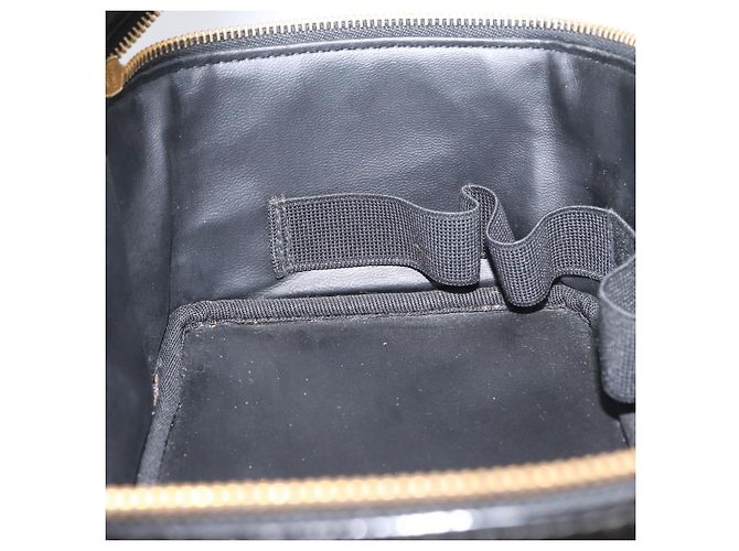 CHANEL COCO Marca Borsa Vanity in Pelle Lucida 2in1 Nera Oro CC Auth ARZ446 Nero D'oro - vista 19