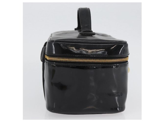 CHANEL COCO Marca Borsa Vanity in Pelle Lucida 2in1 Nera Oro CC Auth ARZ446 Nero D'oro - vista 5