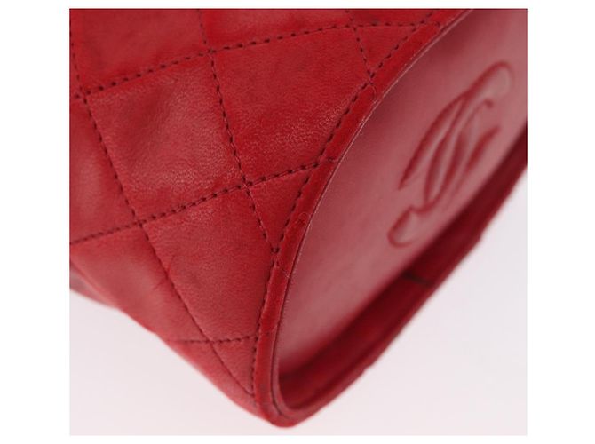 CHANEL Schultertasche aus Lammleder Rot Gold CC Auth AMZ310A Golden - Ansicht 11