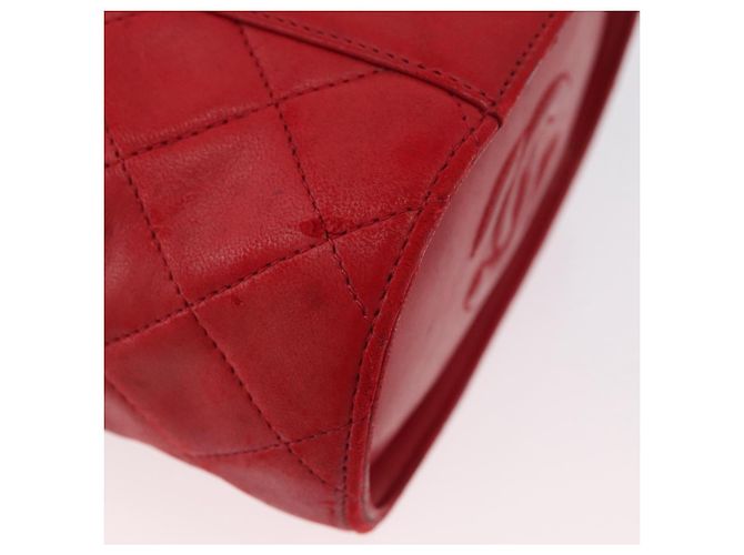 CHANEL Schultertasche aus Lammleder Rot Gold CC Auth AMZ310A Golden - Ansicht 13