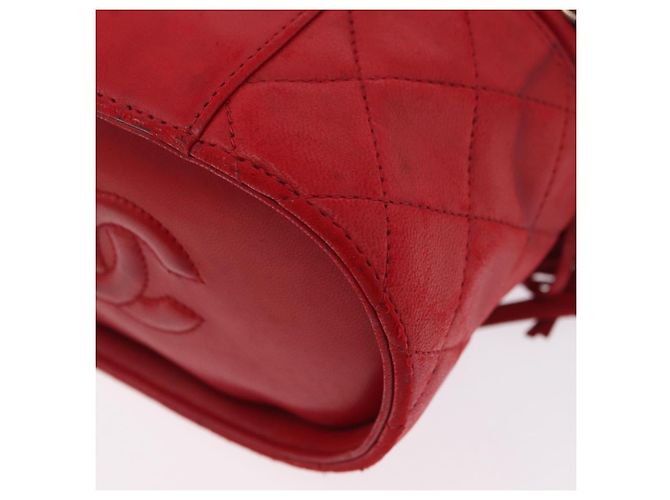 CHANEL Schultertasche aus Lammleder Rot Gold CC Auth AMZ310A Golden - Ansicht 14