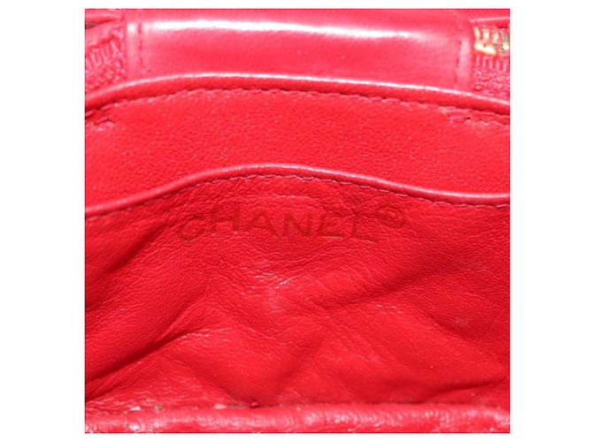 CHANEL Schultertasche aus Lammleder Rot Gold CC Auth AMZ310A Golden - Ansicht 16