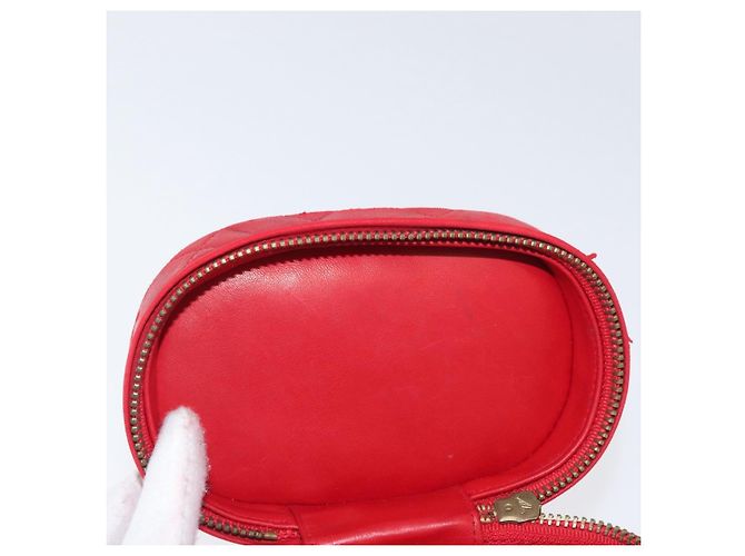 CHANEL Schultertasche aus Lammleder Rot Gold CC Auth AMZ310A Golden - Ansicht 17
