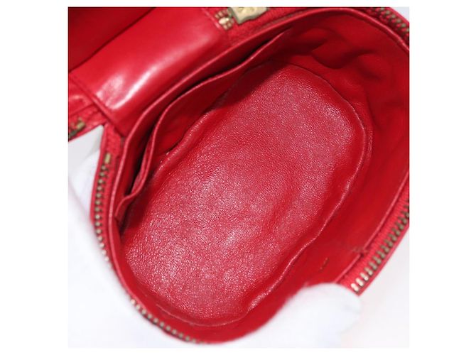 CHANEL Schultertasche aus Lammleder Rot Gold CC Auth AMZ310A Golden - Ansicht 18