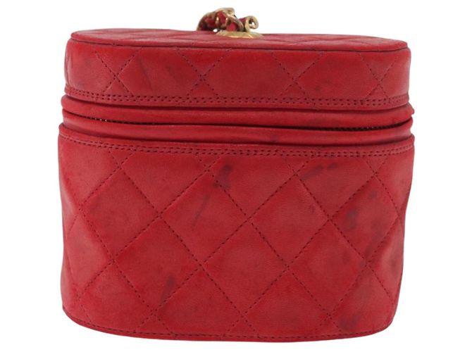 CHANEL Schultertasche aus Lammleder Rot Gold CC Auth AMZ310A Golden - Ansicht 2