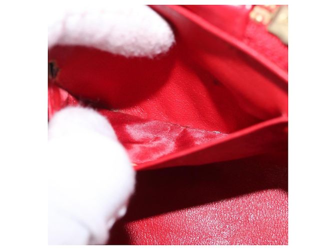 CHANEL Schultertasche aus Lammleder Rot Gold CC Auth AMZ310A Golden - Ansicht 21