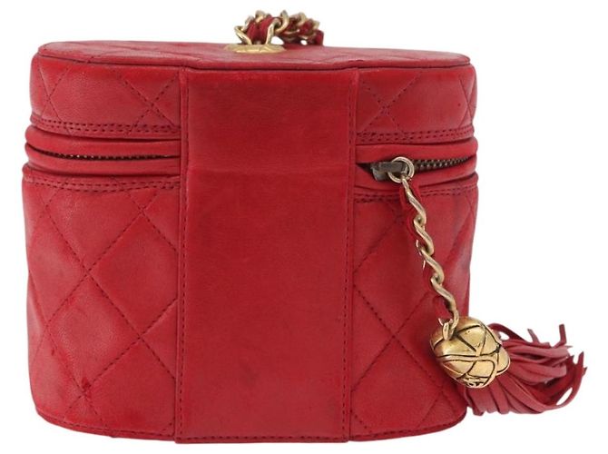 CHANEL Schultertasche aus Lammleder Rot Gold CC Auth AMZ310A Golden - Ansicht 4