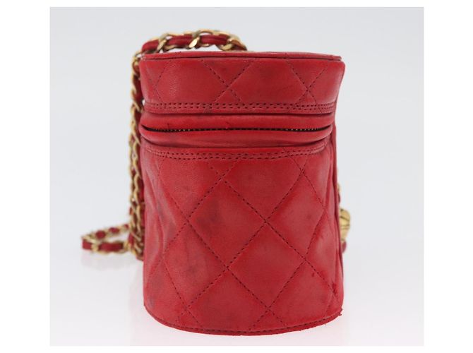 CHANEL Schultertasche aus Lammleder Rot Gold CC Auth AMZ310A Golden - Ansicht 5