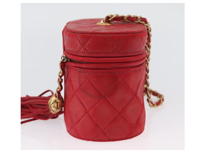 CHANEL Schultertasche aus Lammleder Rot Gold CC Auth AMZ310A Golden - Ansicht 6