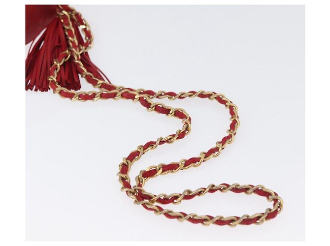 CHANEL Schultertasche aus Lammleder Rot Gold CC Auth AMZ310A Golden - Ansicht 8