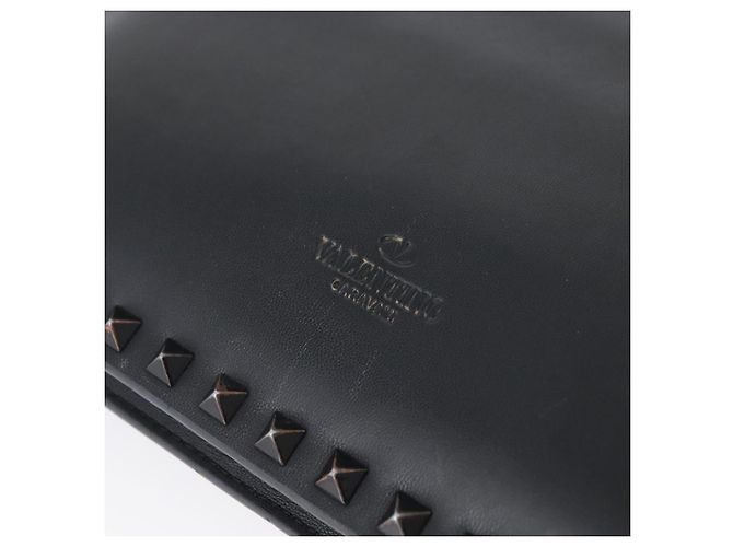 VALENTINO Pochette in pelle nera Auth bs33847 Nero - vista 18
