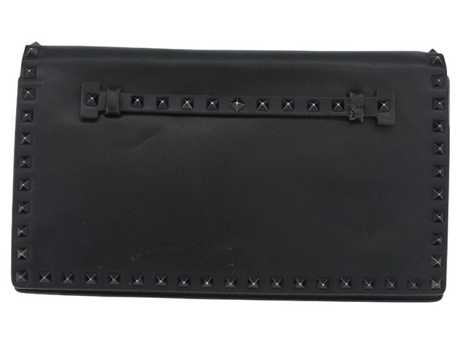 VALENTINO Pochette in pelle nera Auth bs33847 Nero - vista 2