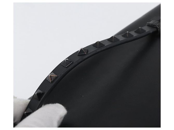 VALENTINO Pochette in pelle nera Auth bs33847 Nero - vista 8