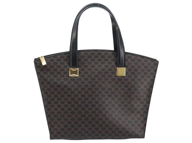 Céline Borsa a mano in tela Macadam CELINE in pelle PVC nera e oro Auth bs34056 Nero D'oro - vista 2