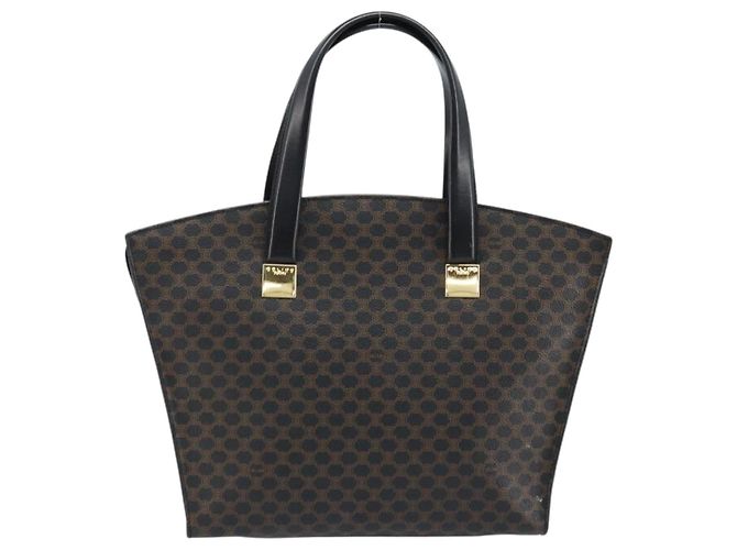 Céline Borsa a mano in tela Macadam CELINE in pelle PVC nera e oro Auth bs34056 Nero D'oro - vista 3