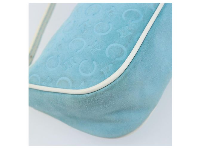 Céline CELINE C Macadam Canvas Accessory Pouch Suede Light Blue Gold Auth LNZ731A Golden - view 13