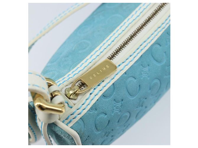 Céline CELINE C Macadam Canvas Accessory Pouch Suede Light Blue Gold Auth LNZ731A Golden - view 14