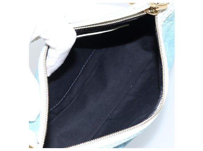 Céline CELINE C Macadam Canvas Accessory Pouch Suede Light Blue Gold Auth LNZ731A Golden - view 16