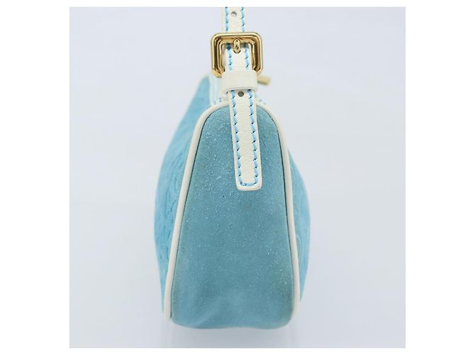 Céline CELINE C Macadam Canvas Accessory Pouch Suede Light Blue Gold Auth LNZ731A Golden - view 4