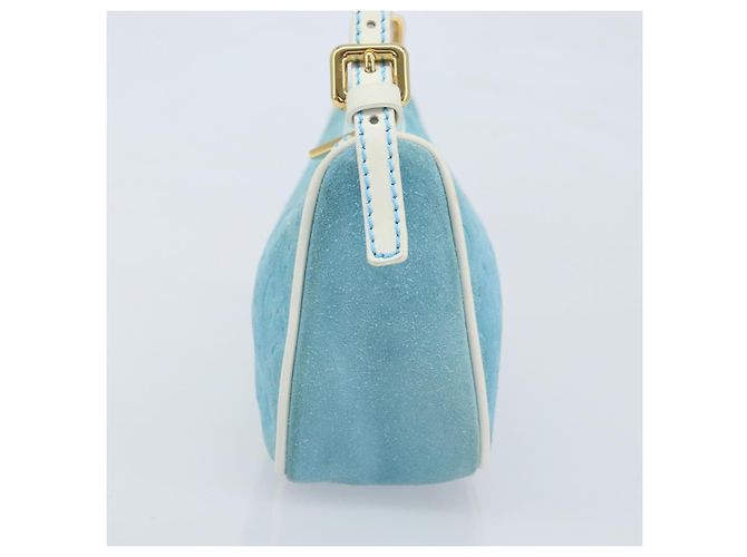 Céline CELINE C Macadam Canvas Accessory Pouch Suede Light Blue Gold Auth LNZ731A Golden - view 5