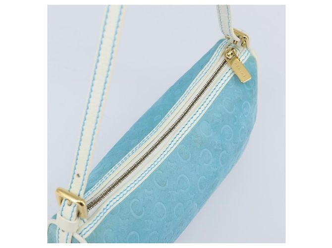 Céline CELINE C Macadam Canvas Accessory Pouch Suede Light Blue Gold Auth LNZ731A Golden - view 6