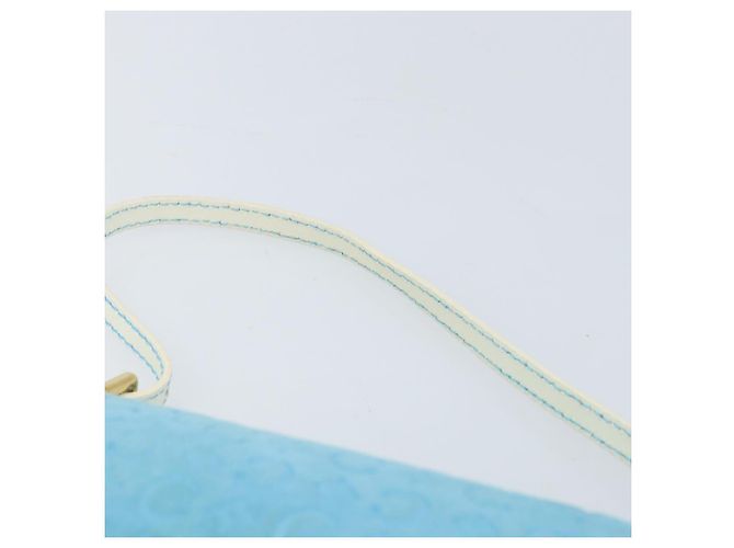 Céline CELINE C Macadam Canvas Accessory Pouch Suede Light Blue Gold Auth LNZ731A Golden - view 8