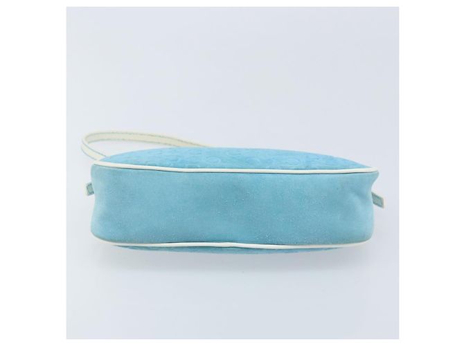 Céline CELINE C Macadam Canvas Accessory Pouch Suede Light Blue Gold Auth LNZ731A Golden - view 9