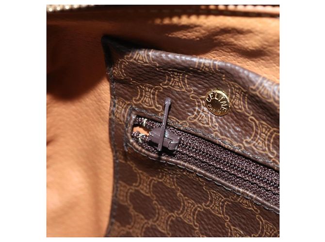 Céline Borsa a mano in tela Macadam CELINE in pelle PVC marrone oro Auth bs33973 D'oro - vista 21