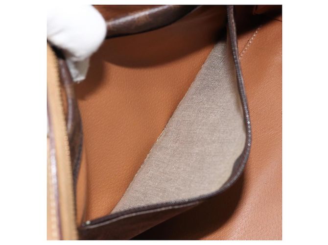 Céline Borsa a mano in tela Macadam CELINE in pelle PVC marrone oro Auth bs33973 D'oro - vista 22