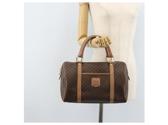 Céline Borsa a mano in tela Macadam CELINE in pelle PVC marrone oro Auth bs33973 D'oro - vista 23