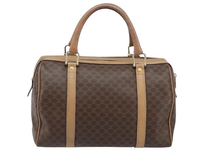 Céline Borsa a mano in tela Macadam CELINE in pelle PVC marrone oro Auth bs33973 D'oro - vista 3