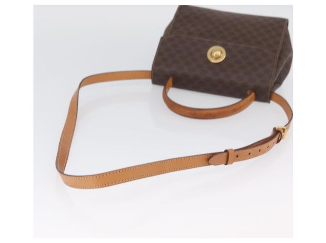 Céline Borsa a mano in tela Macadam CELINE PVC 2 in 1 Marrone Oro Auth bs34055 D'oro - vista 10