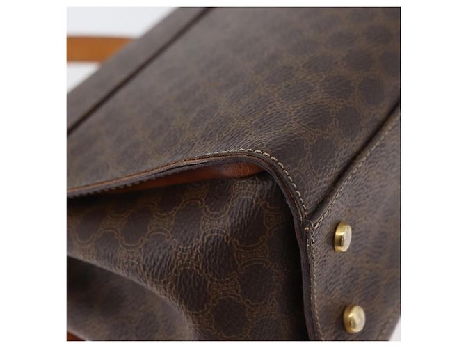 Céline Borsa a mano in tela Macadam CELINE PVC 2 in 1 Marrone Oro Auth bs34055 D'oro - vista 15