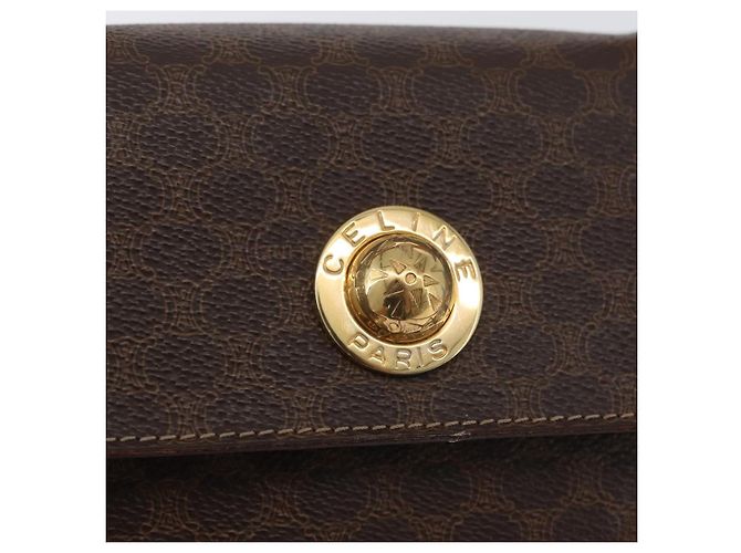 Céline Borsa a mano in tela Macadam CELINE PVC 2 in 1 Marrone Oro Auth bs34055 D'oro - vista 17