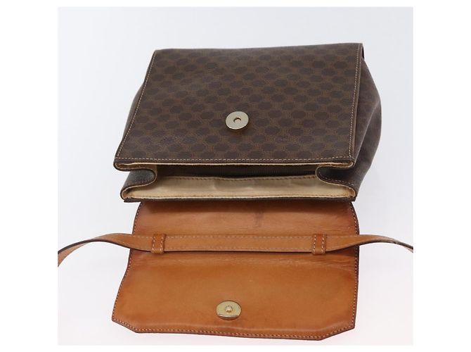 Céline Borsa a mano in tela Macadam CELINE PVC 2 in 1 Marrone Oro Auth bs34055 D'oro - vista 18