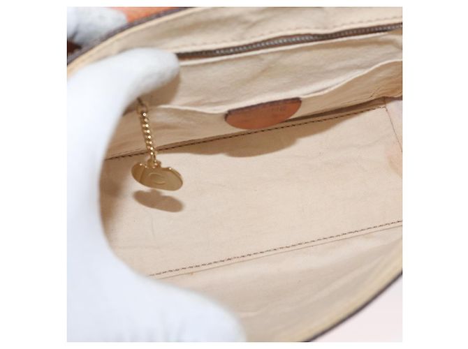 Céline Borsa a mano in tela Macadam CELINE PVC 2 in 1 Marrone Oro Auth bs34055 D'oro - vista 20