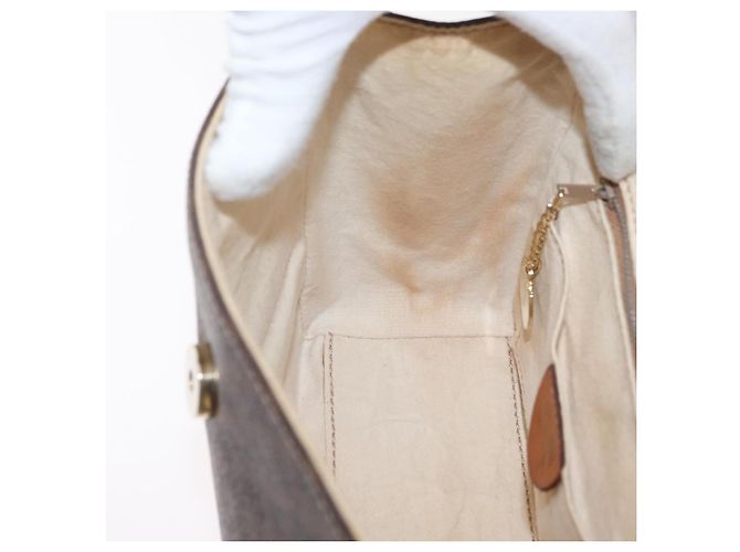 Céline Borsa a mano in tela Macadam CELINE PVC 2 in 1 Marrone Oro Auth bs34055 D'oro - vista 22