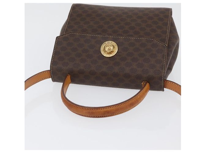 Céline Borsa a mano in tela Macadam CELINE PVC 2 in 1 Marrone Oro Auth bs34055 D'oro - vista 6