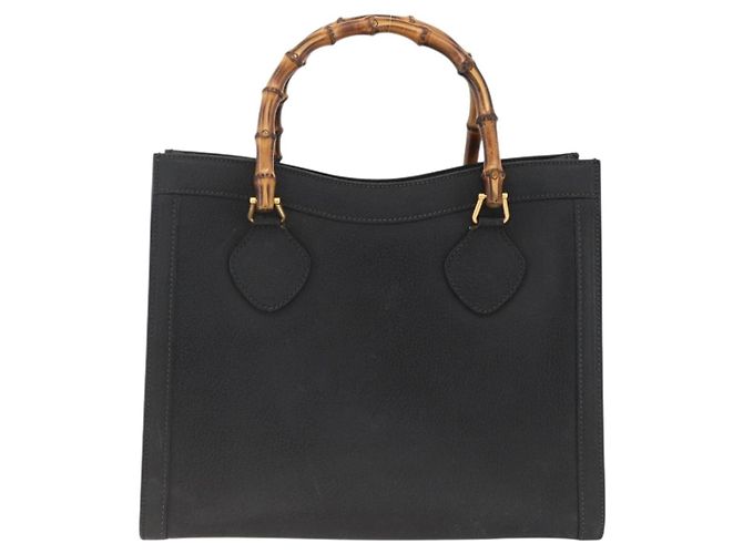 GUCCI Bamboo Hand Bag Leather Black Gold 002 853 0260 Auth ep13849 Golden - view 2