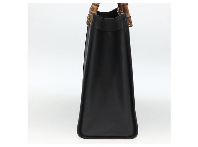 GUCCI Bamboo Hand Bag Leather Black Gold 002 853 0260 Auth ep13849 Golden - view 4