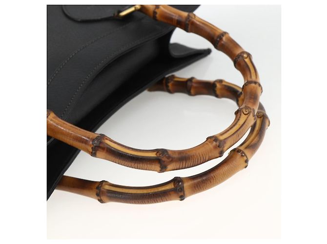 GUCCI Bamboo Hand Bag Leather Black Gold 002 853 0260 Auth ep13849 Golden - view 7